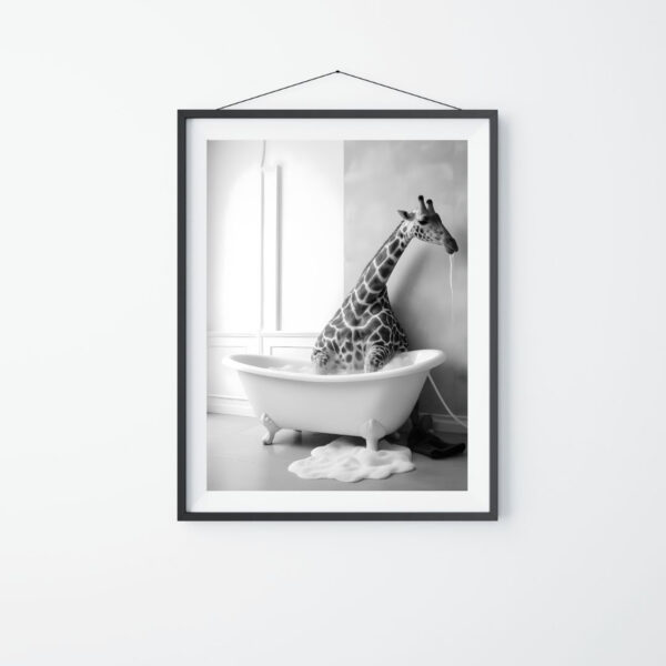 Giraffe in Tub Printable Wall Art Giraffe Photo Set of 4 Digital Download