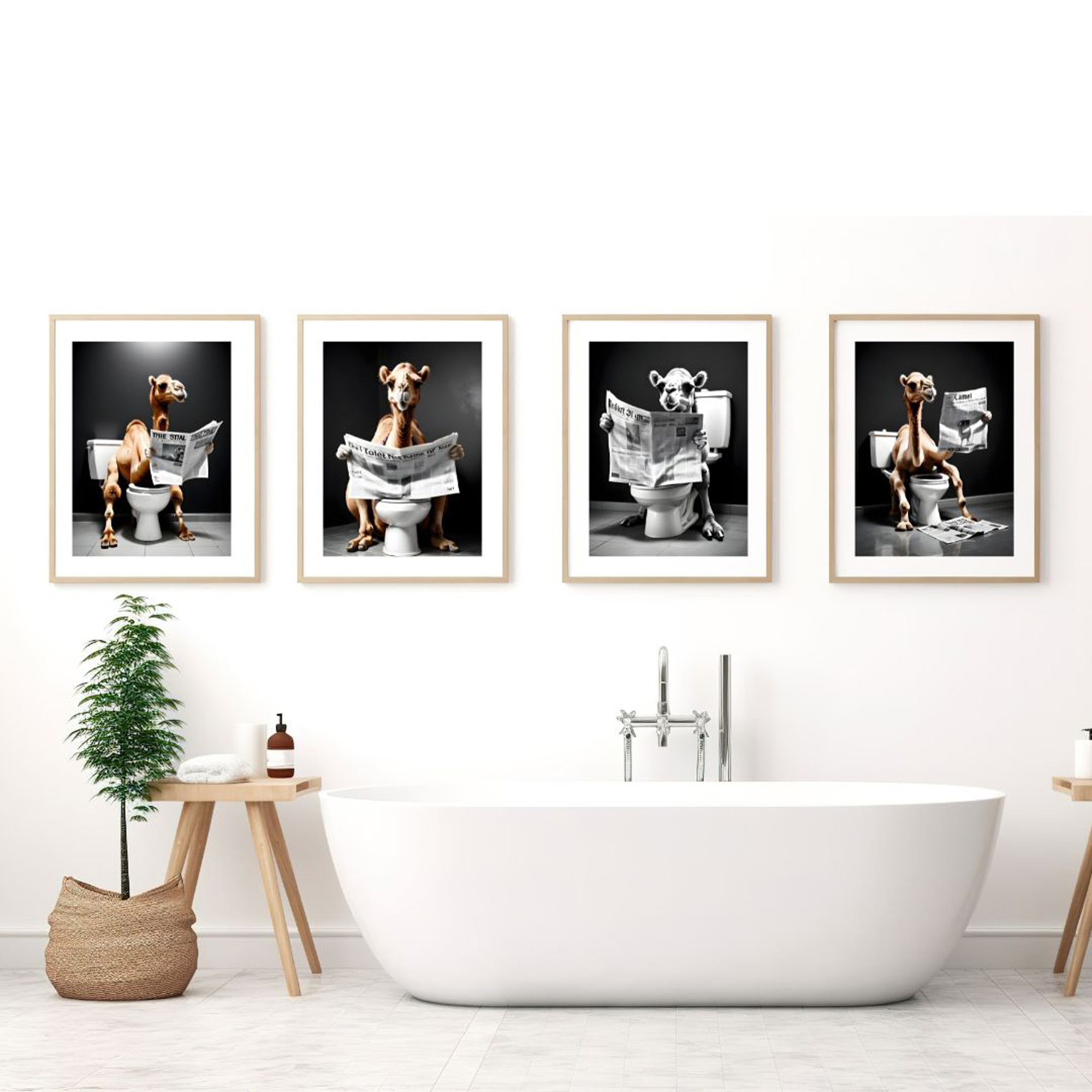 Camel on Toilet Bathroom Print Animal on Toilet Prints Digital Download