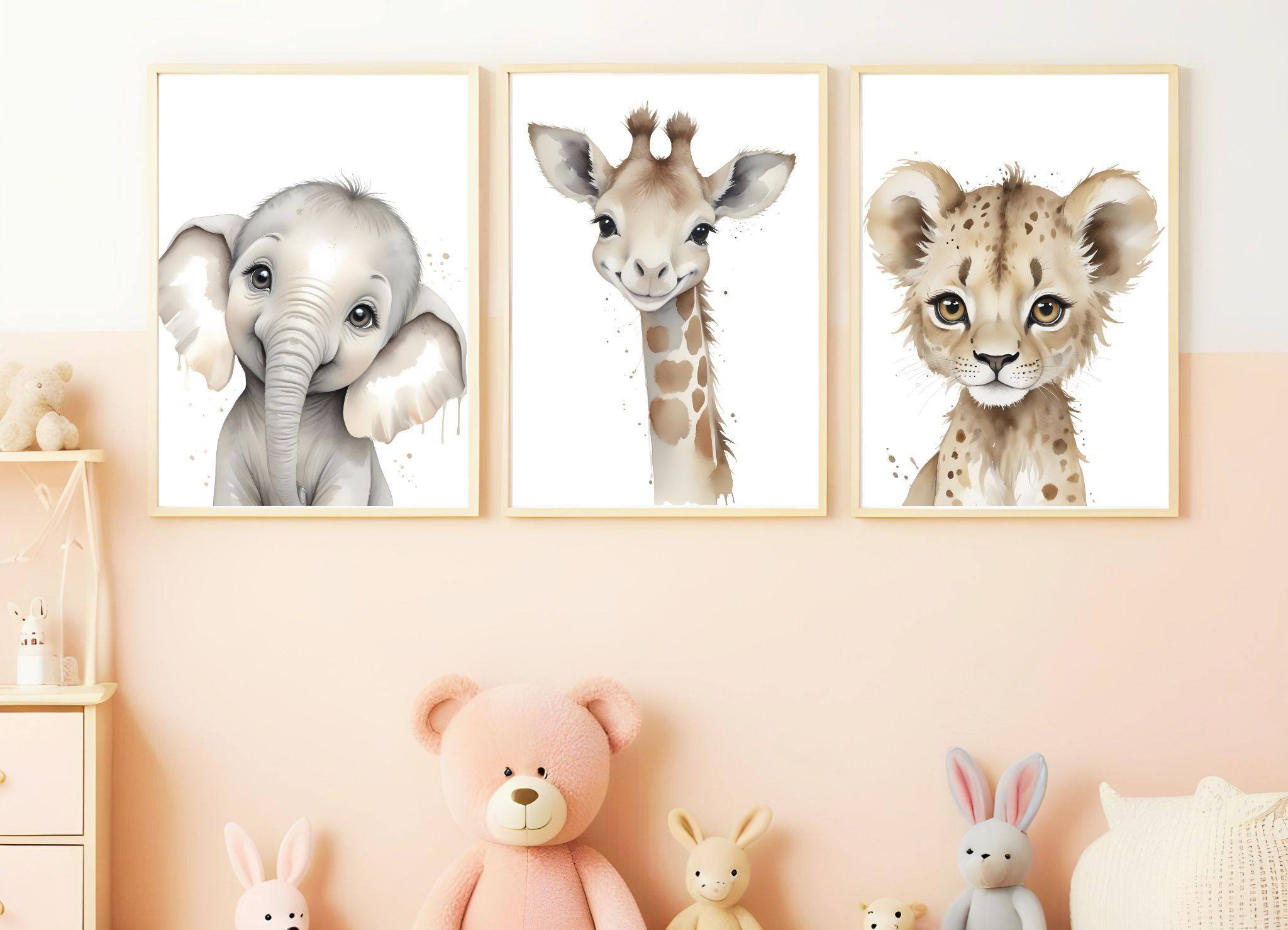 Animals Nursery Wall Art Set of 3 Nursery Digital Download