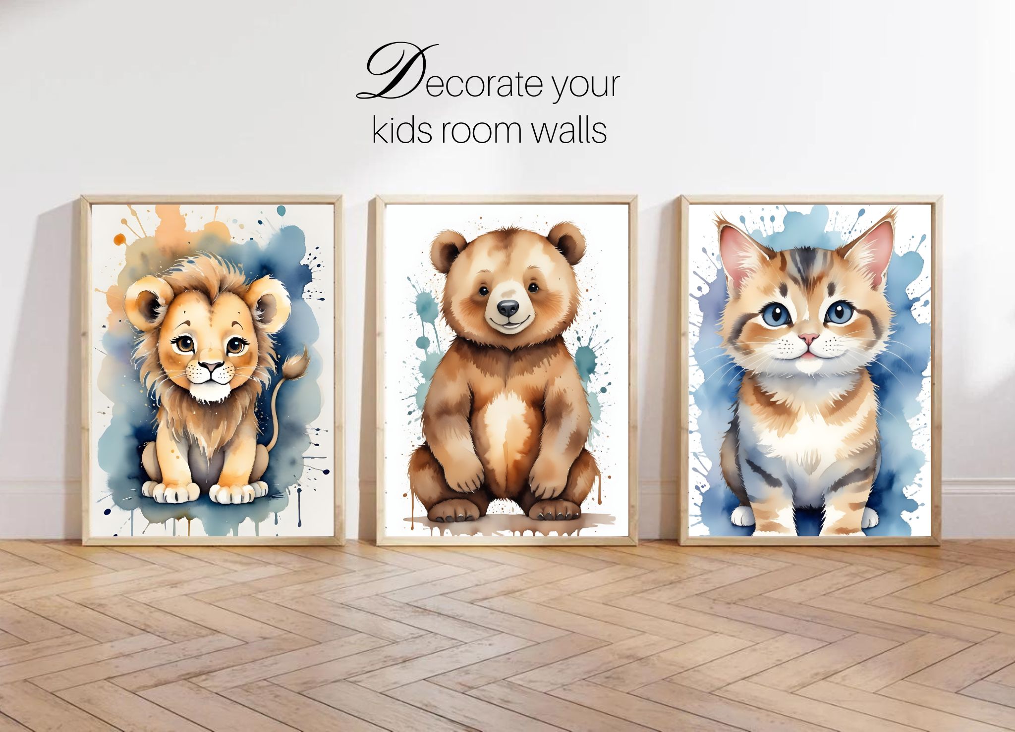 Simple Kids Playroom Decor Safari Baby Animals Prints Download