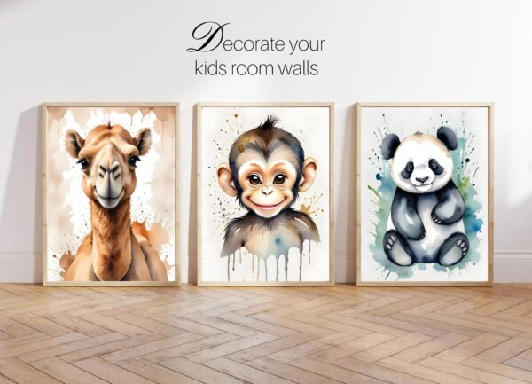 Jungle Animal Nursery Decor Prints Set of 3 Nursery Prints Download