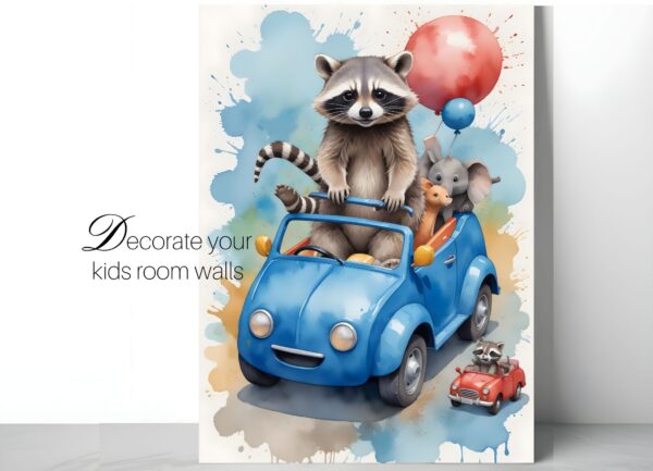 Animals Driving Cars Room Set Of 3 Digital Prints Download