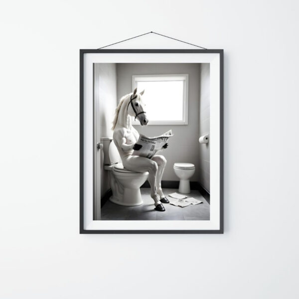 Horse on Toilet Bathroom Print Animal on Toilet Set of 4 Digital Download