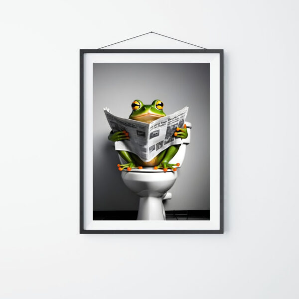 Frog on Toilet Bathroom Print Animal on Toilet Set of 4 Digital Download