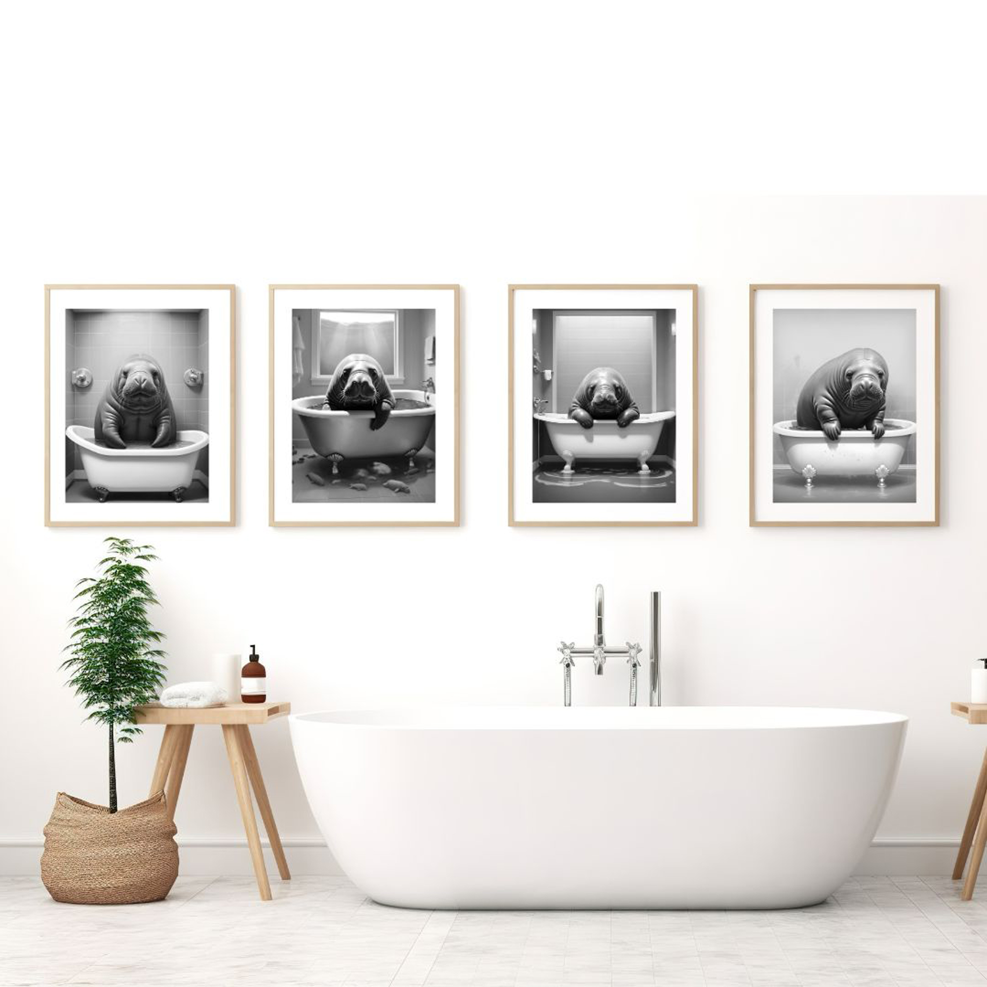 Animal Bathroom Art Photo Manatee Art Bathroom Art Print Digital Download