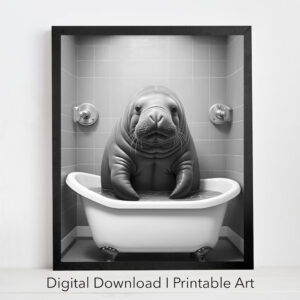 Animal Bathroom Art Photo Manatee Art Bathroom Art Print Digital Download