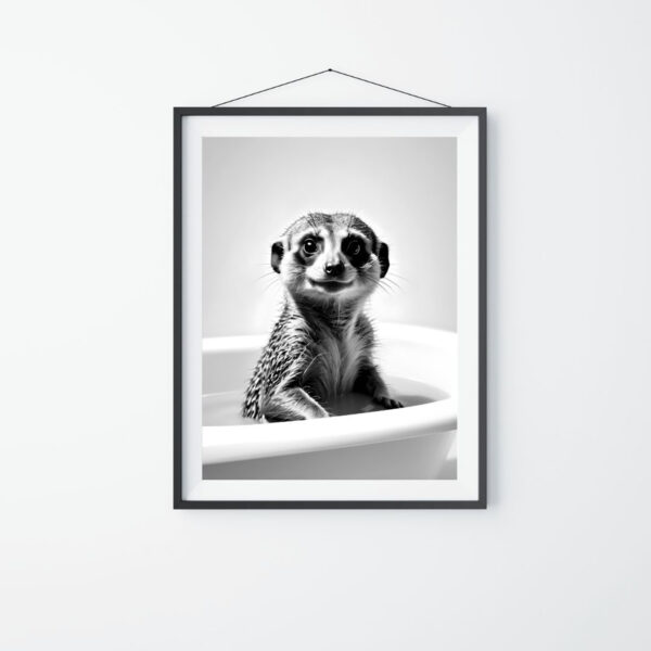 Animal Bathroom Art Meerkat in Tub Printable Set of 4 Digital Download