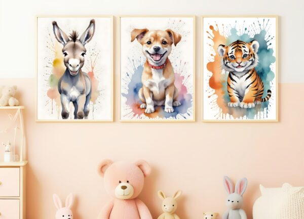 Safari Baby Animals Kids Room Set of 3 Nursery Digital Download